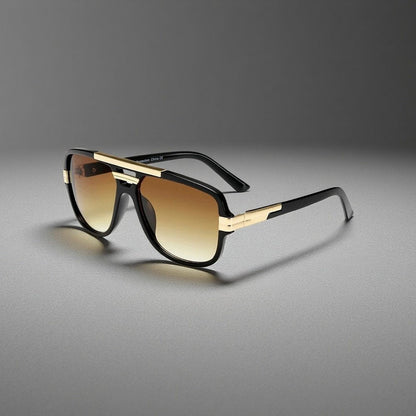 LEÓN – Gafas de sol tipo aviador cuadrado con montura de acetato y lentes degradados con protección UV400