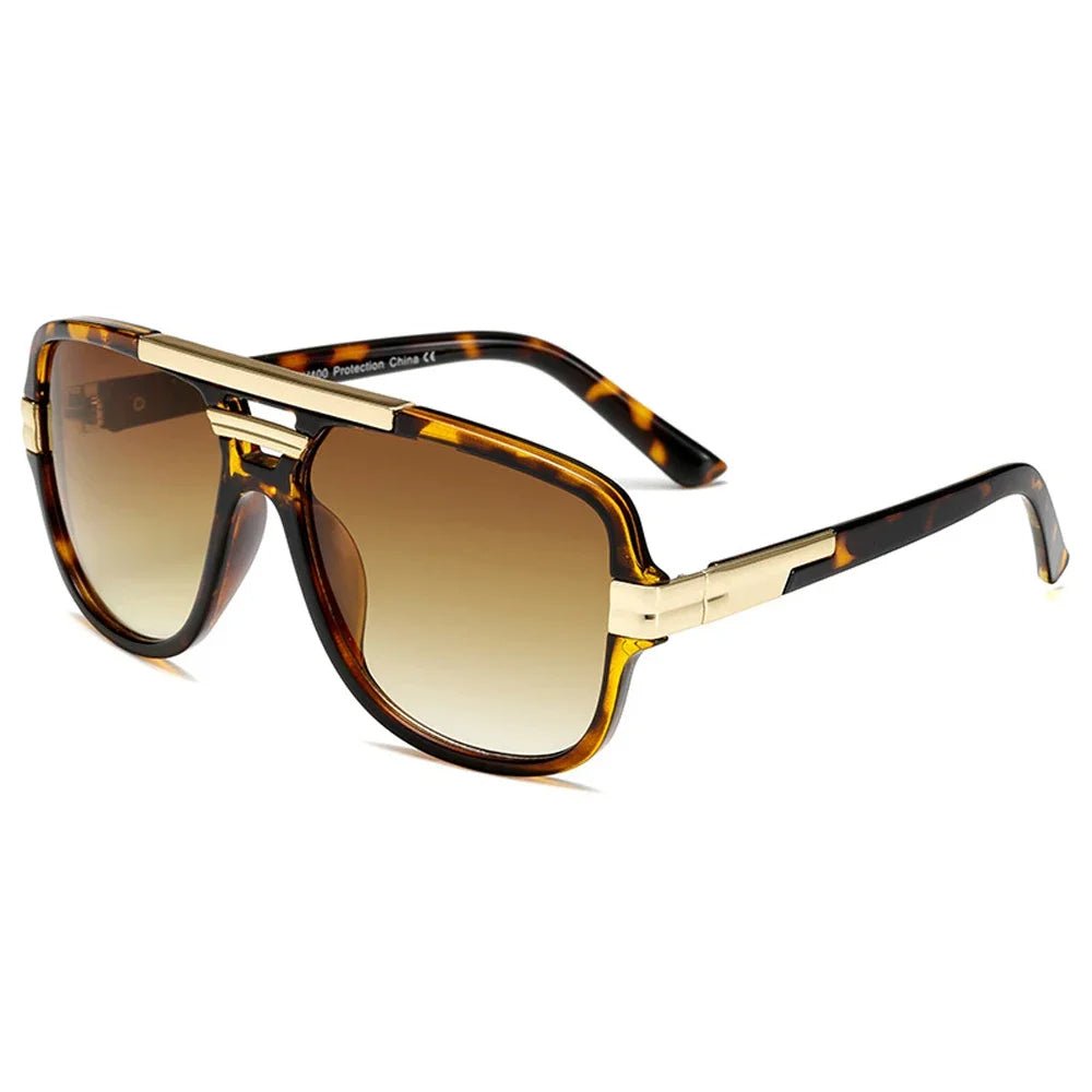LEÓN – Gafas de sol tipo aviador cuadrado con montura de acetato y lentes degradados con protección UV400
