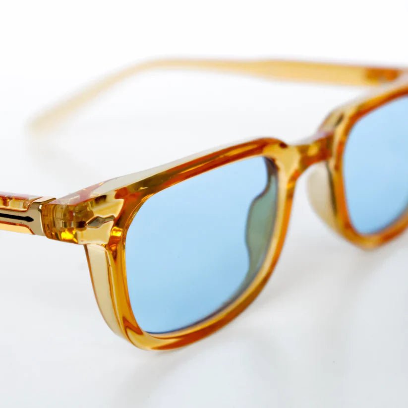 ROMEO – Gafas de sol con montura tortuga, lentes azul espejados y protección UV