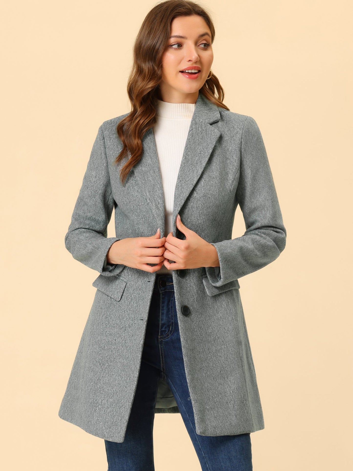 Abrigo de invierno para mujer con solapa clásica – LIVARA