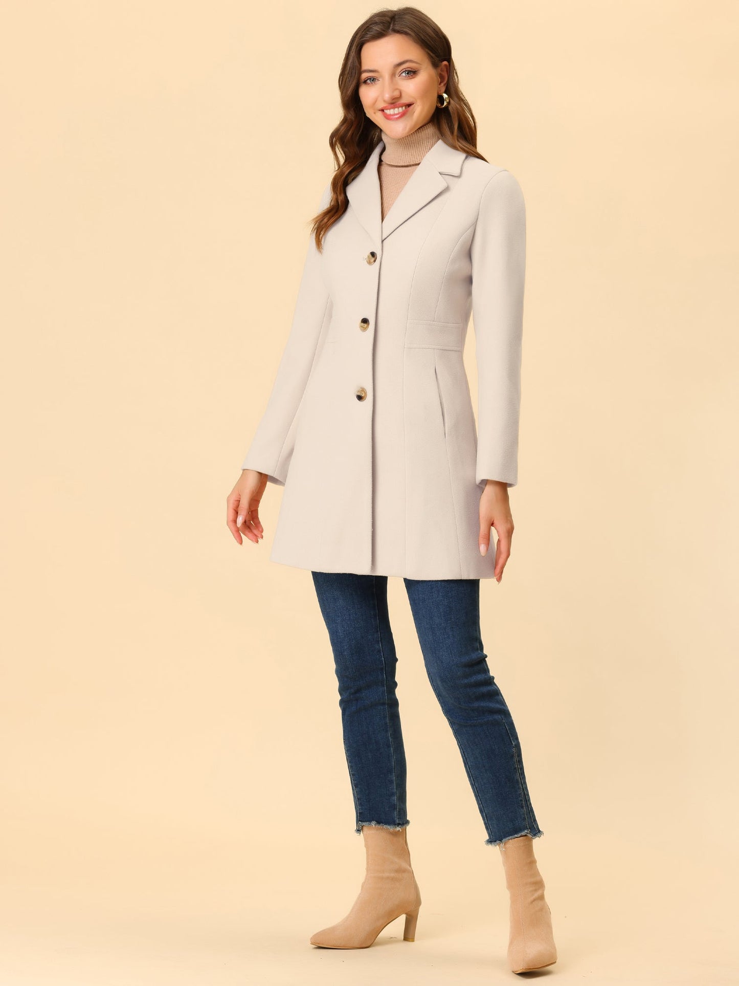 Abrigo largo de invierno para mujer con cierre de botones – ISABELÉA