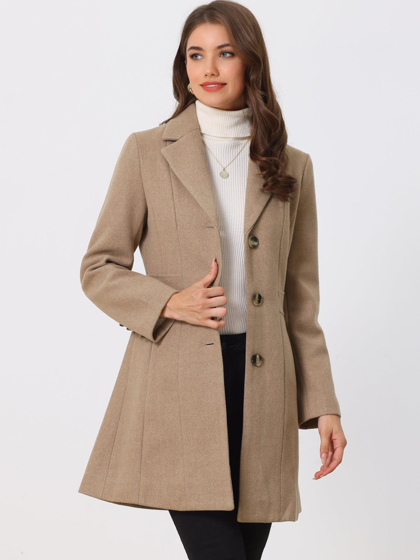 Abrigo largo de invierno para mujer con cierre de botones – ISABELÉA