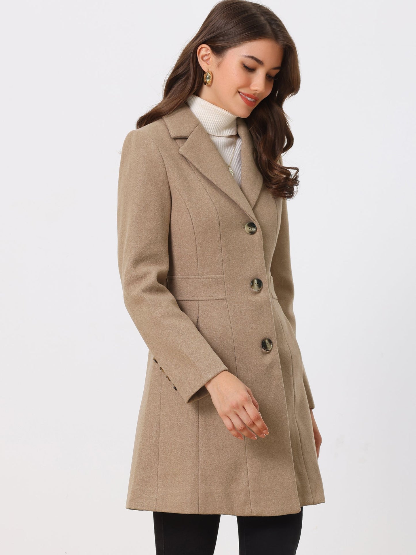 Abrigo largo de invierno para mujer con cierre de botones – ISABELÉA