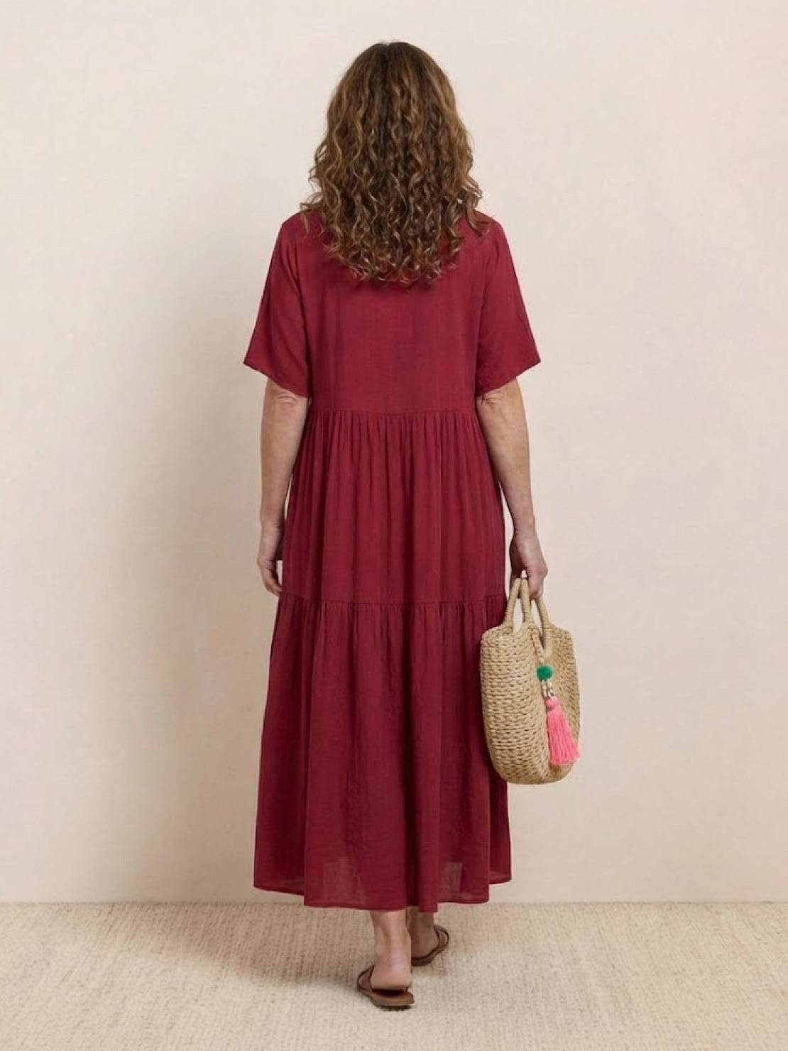 Althea – Vestido largo bohemio con escote en V y capas para mujer