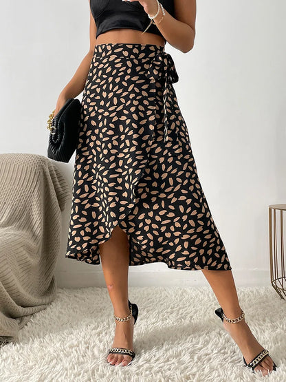 Valeria – Falda cruzada estampada con lazo para mujer