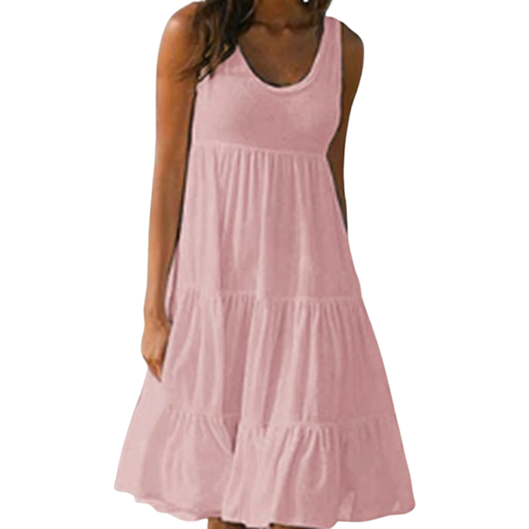 Avelora – Vestido midi bohemio sin mangas con capas para mujer