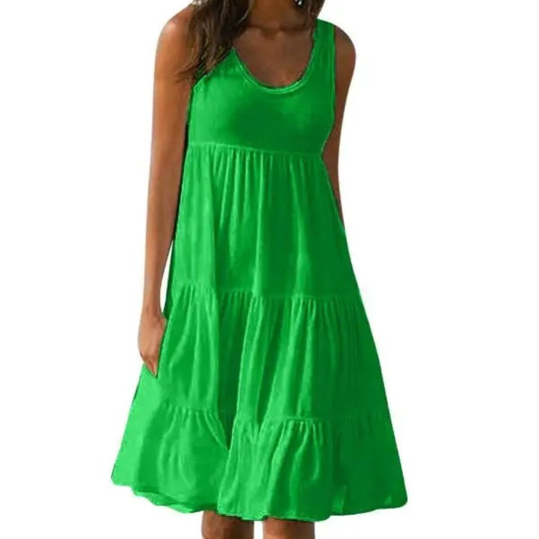 Avelora – Vestido midi bohemio sin mangas con capas para mujer