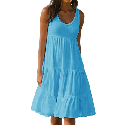 Avelora – Vestido midi bohemio sin mangas con capas para mujer