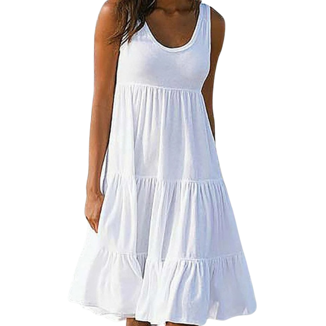 Avelora – Vestido midi bohemio sin mangas con capas para mujer