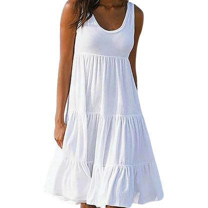 Avelora – Vestido midi bohemio sin mangas con capas para mujer