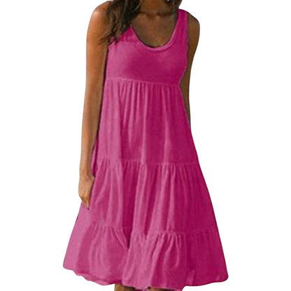 Avelora – Vestido midi bohemio sin mangas con capas para mujer