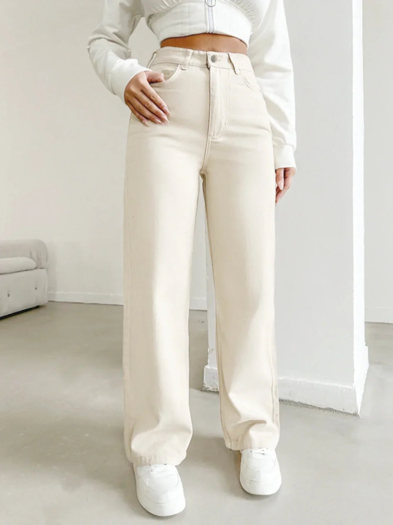 Selvara – Pantalón recto de talle alto elegante para mujer