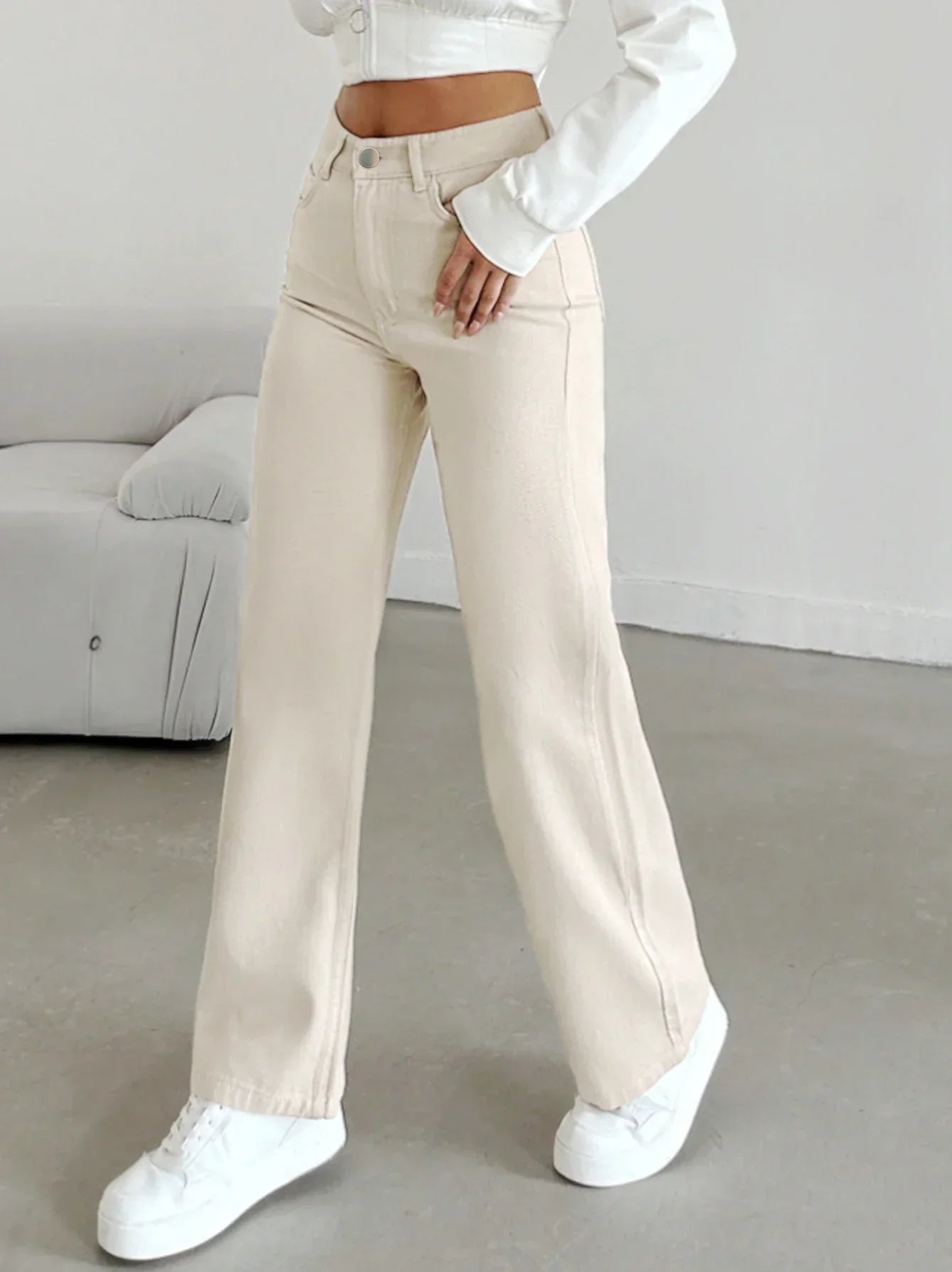 Selvara – Pantalón recto de talle alto elegante para mujer