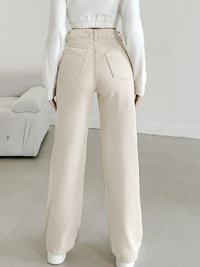 Selvara – Pantalón recto de talle alto elegante para mujer