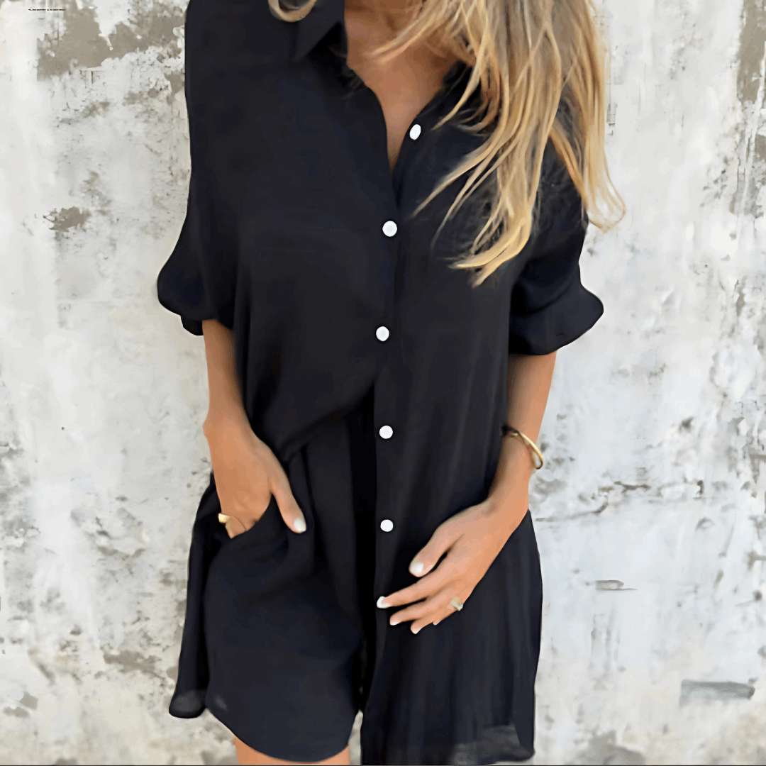 Conjunto veraniego de dos piezas con blusa y shorts cómodos – LONYA